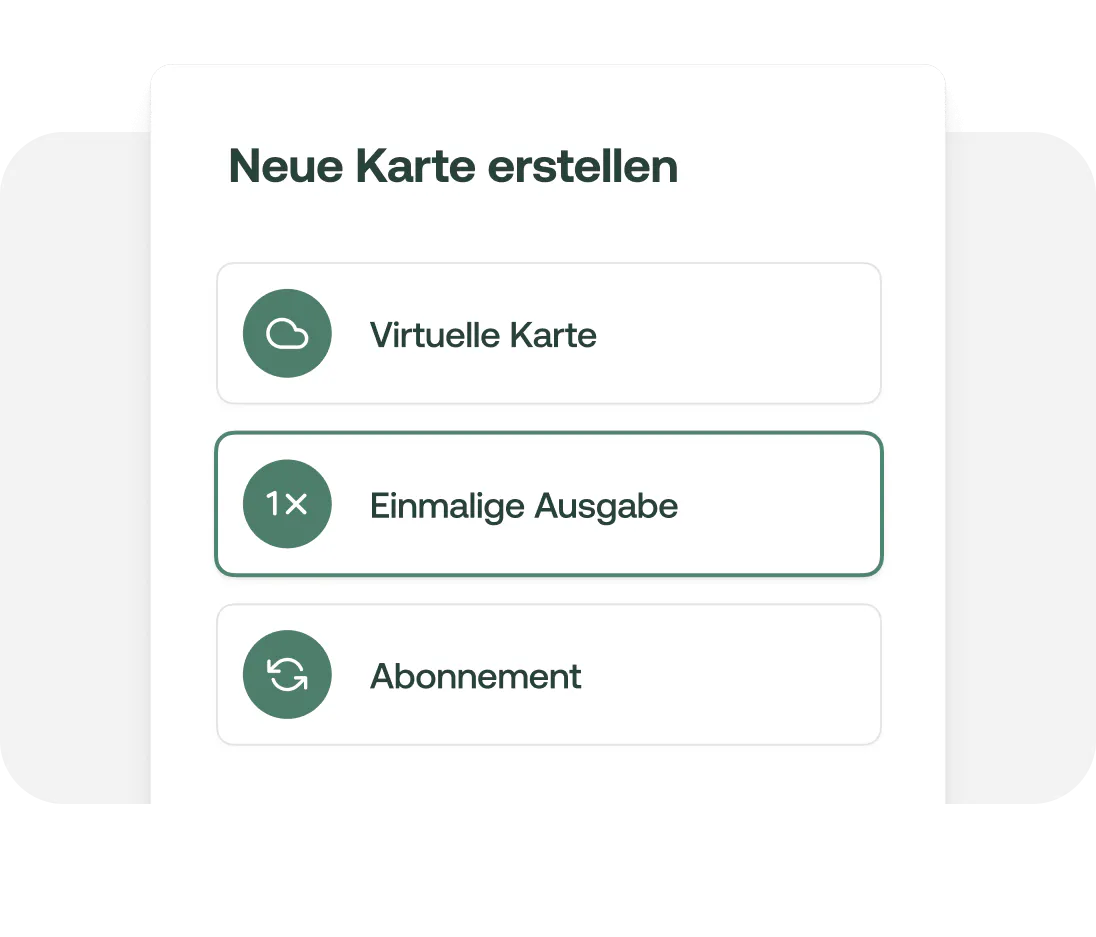 Moss App: Virtuelle Karte für einmalige Ausgaben oder Abonnements erstellen