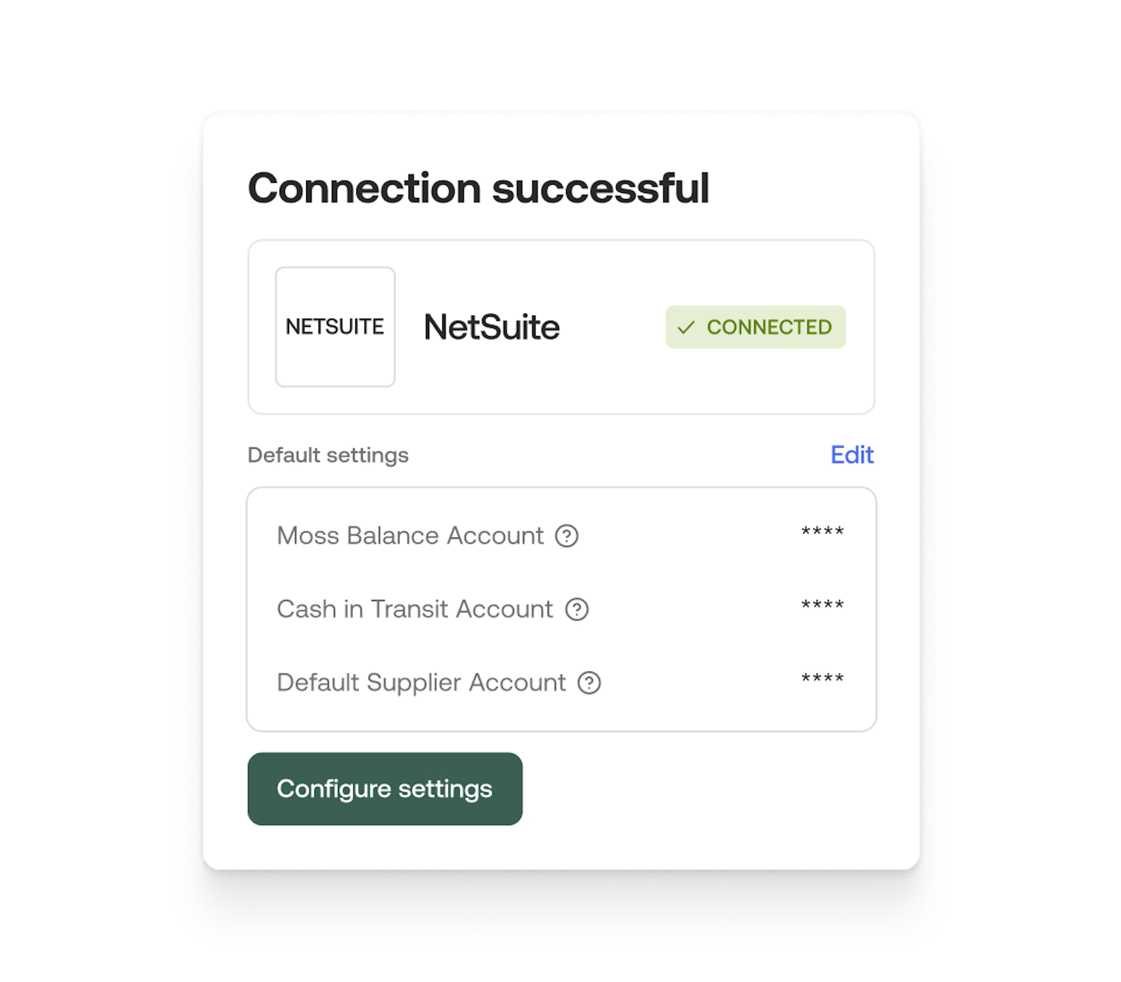 Connection successful modal