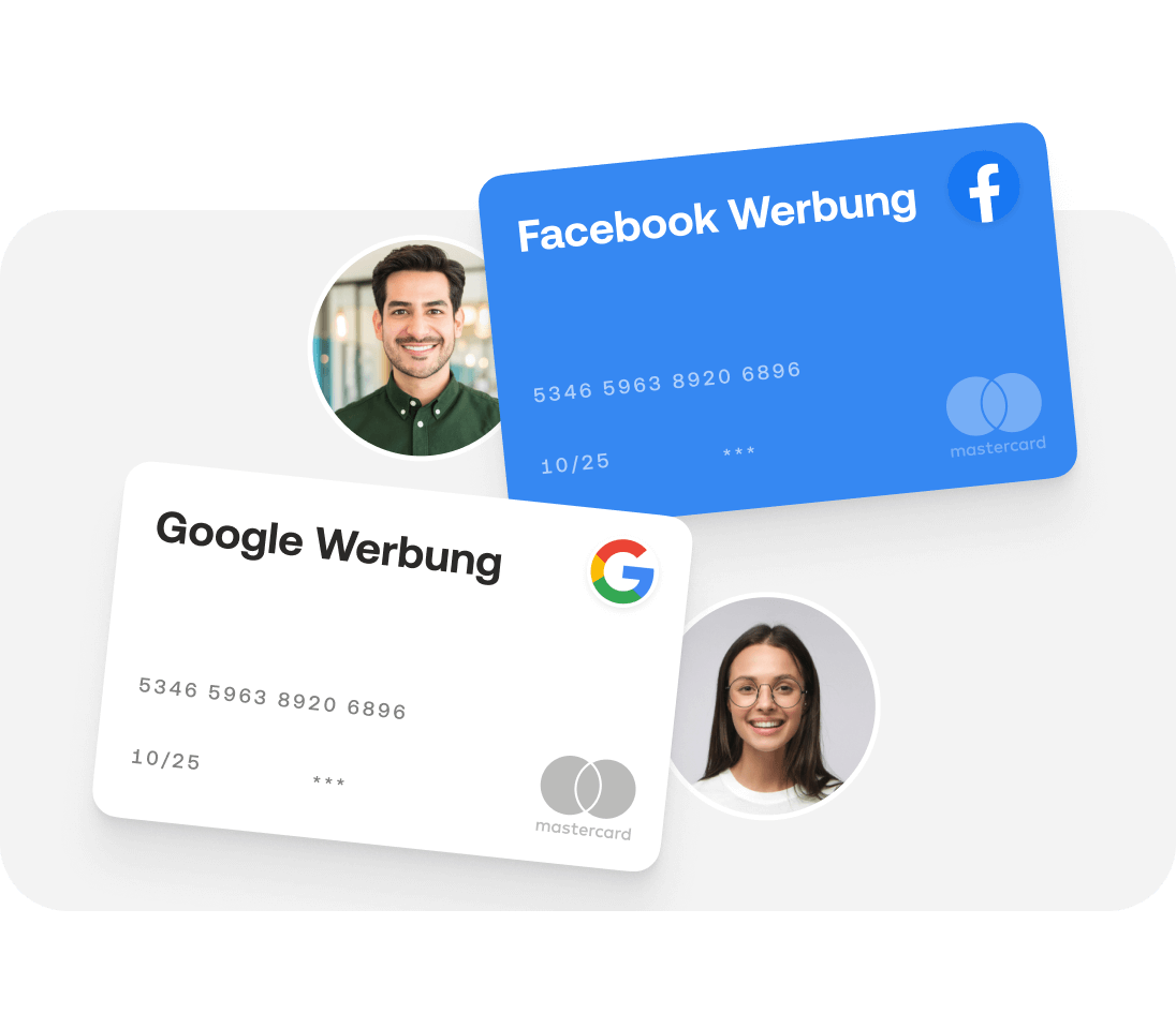 Einfache Verwaltung dank spezifischer Karten, z.B. direkt für Facebook Ads oder Google Ads