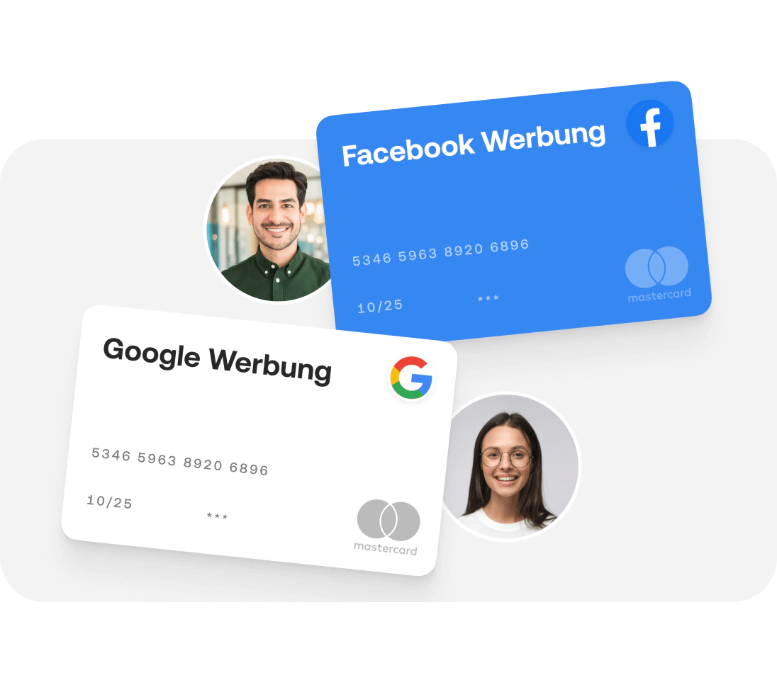 Einfache Verwaltung dank spezifischer Karten, z.B. direkt für Facebook Ads oder Google Ads
