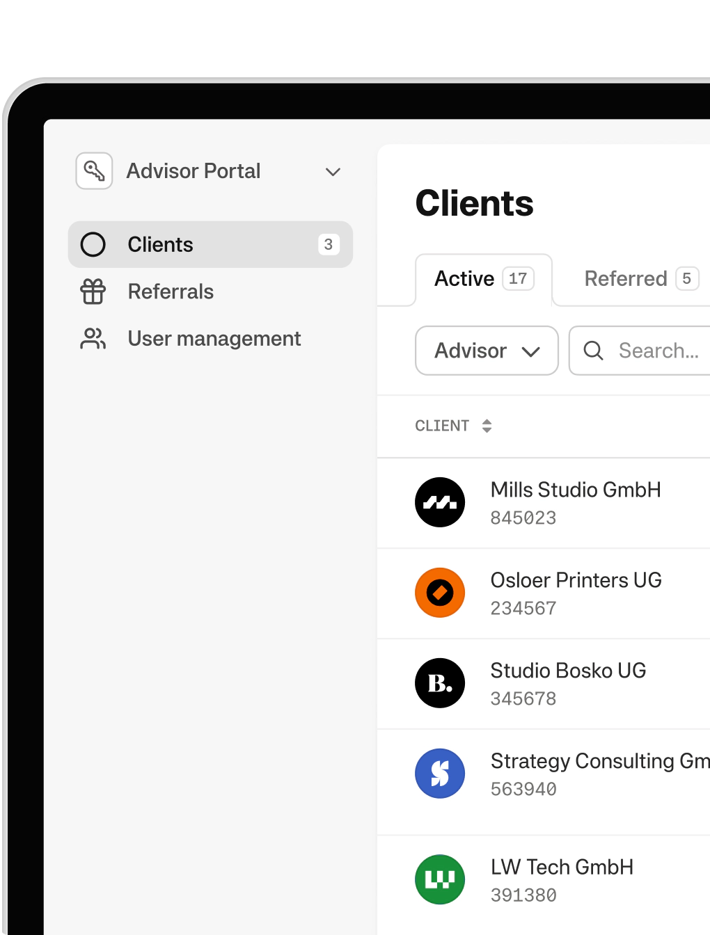 Accounting Advisor Portal Product Screenshot