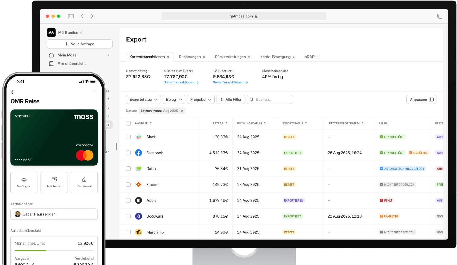 Pricing Page Moss Platform Overview DE