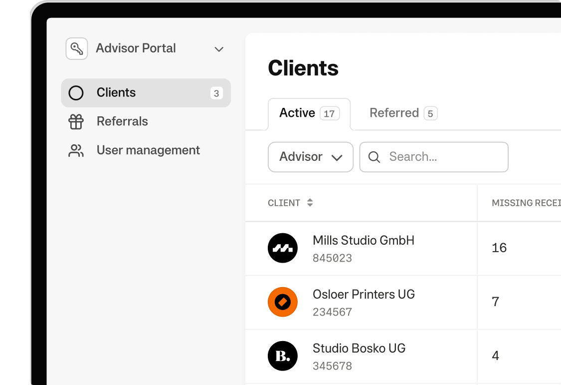Mobile overview of Moss partner portal interface