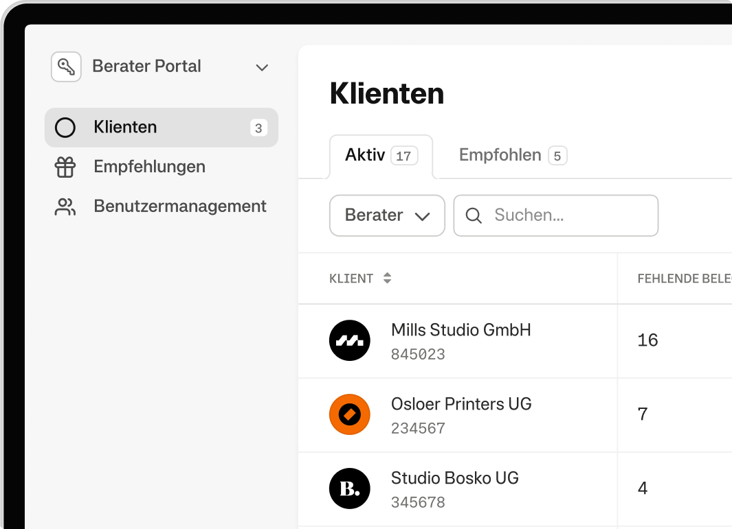 Mobile Ansicht des Beraterportals