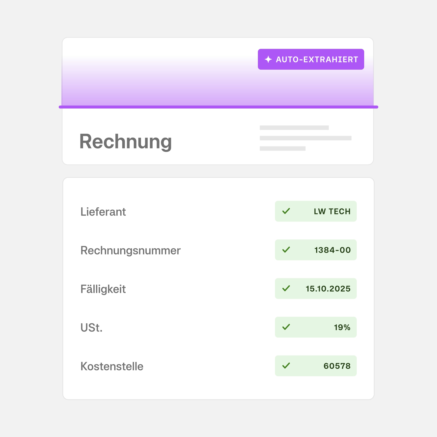 Moss Belegerfassung mit extrahierten Schlüsseldatenfeldern