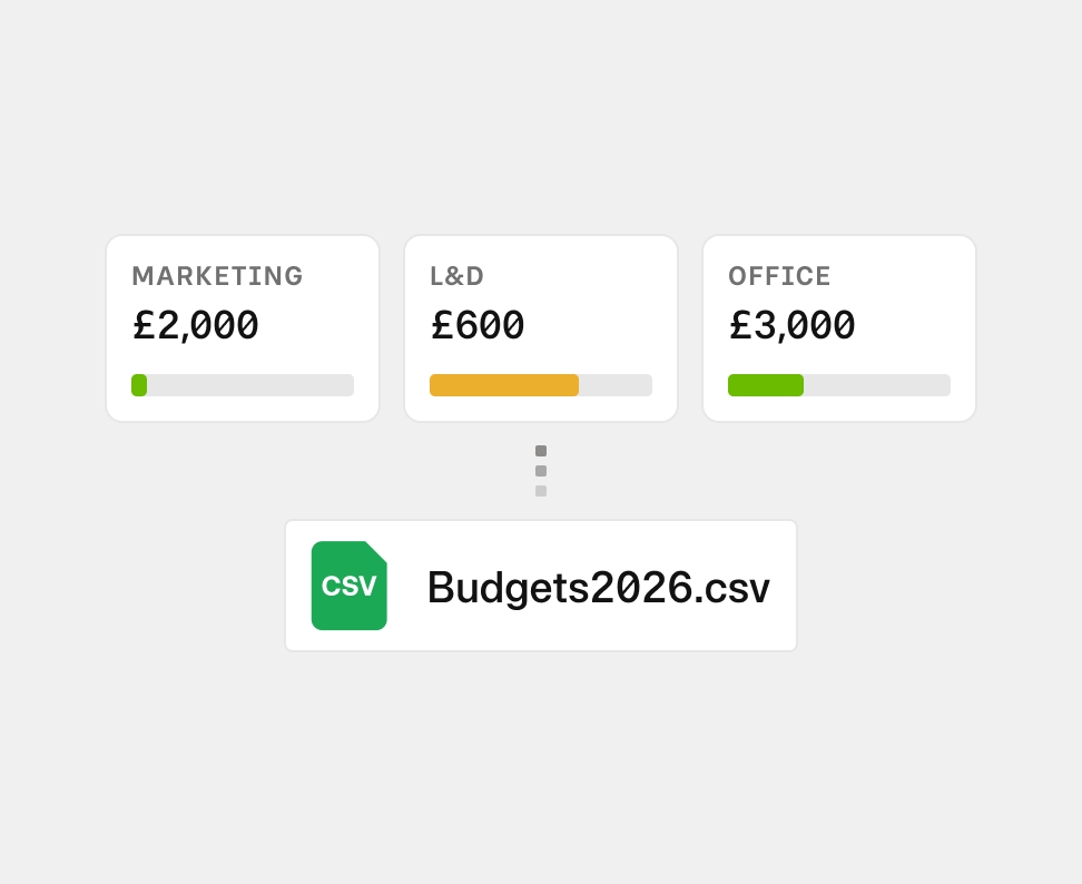 A visual of a multiple budgets exported in a CSV file
