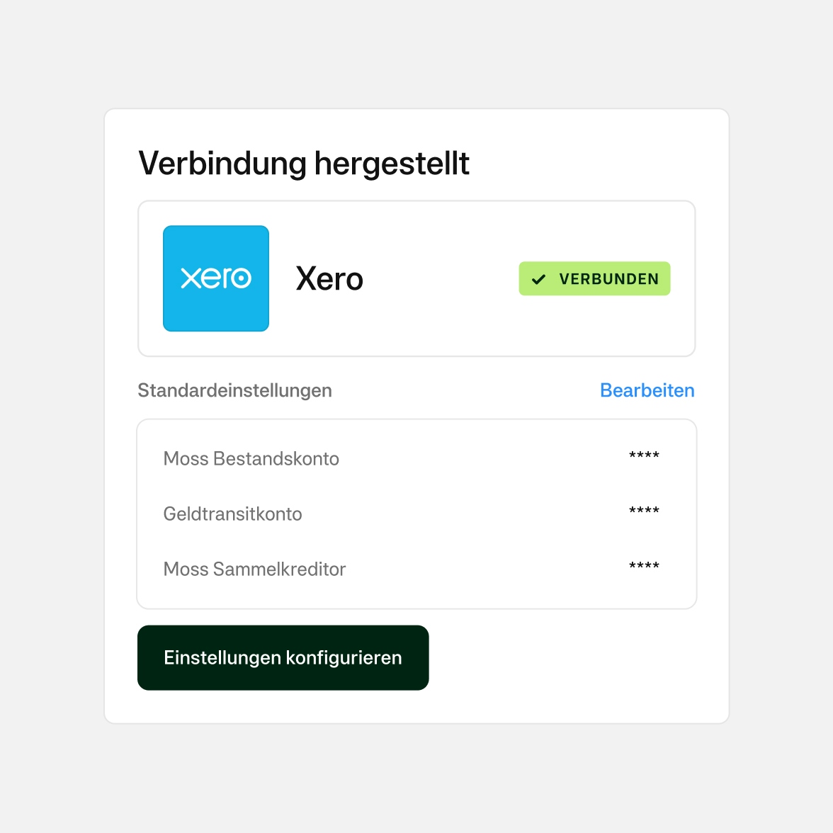 Moss + Xero Verbindung