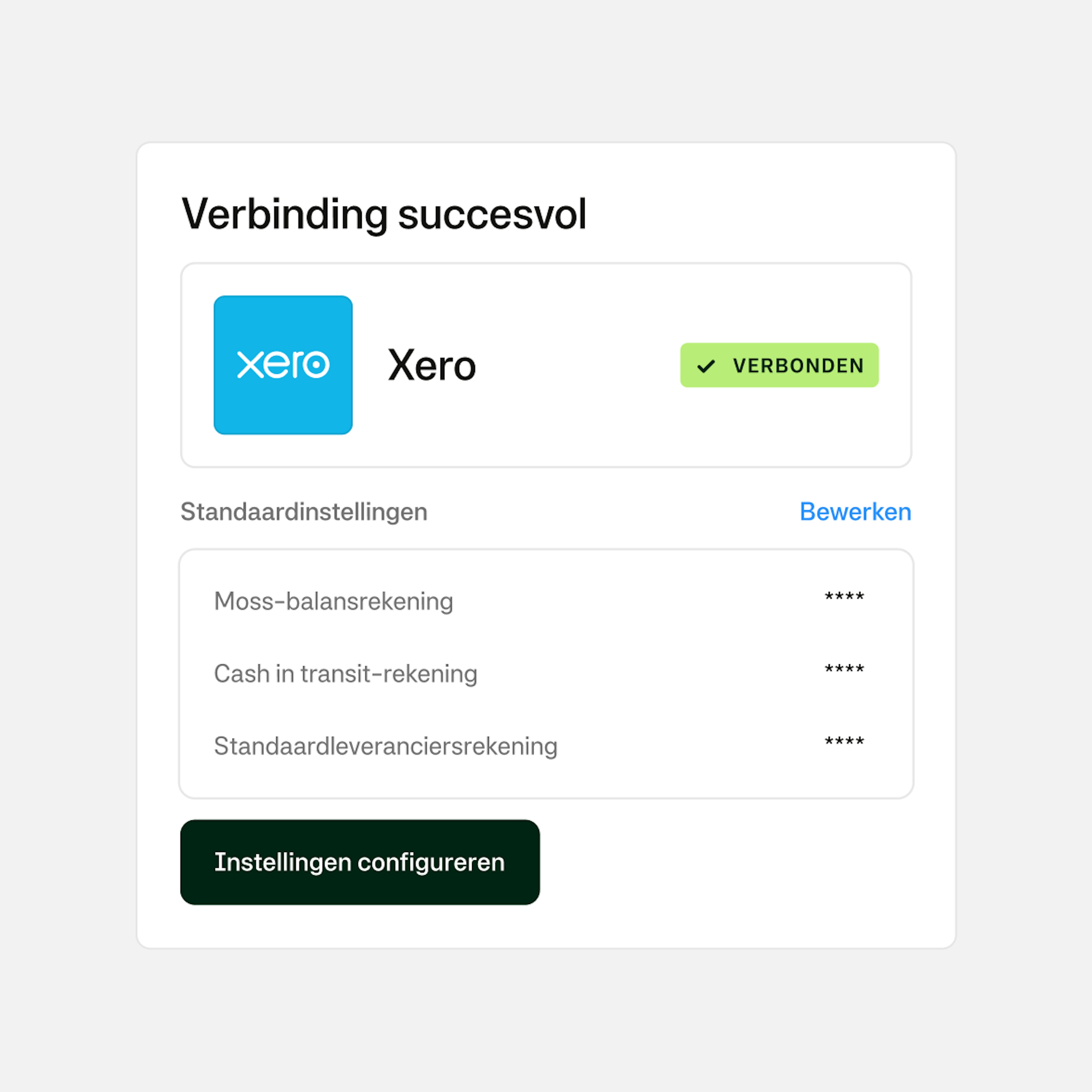 Moss + Xero: Verbinding succesvol