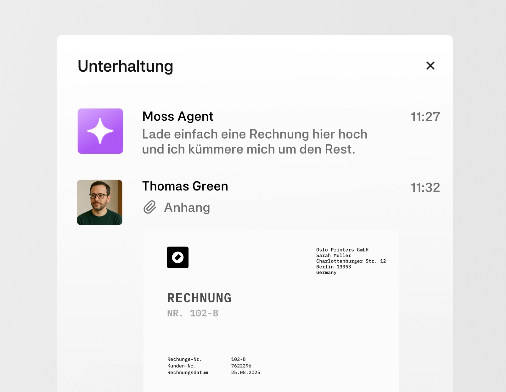 Moss Intelligence - Receipt Chasing - DE