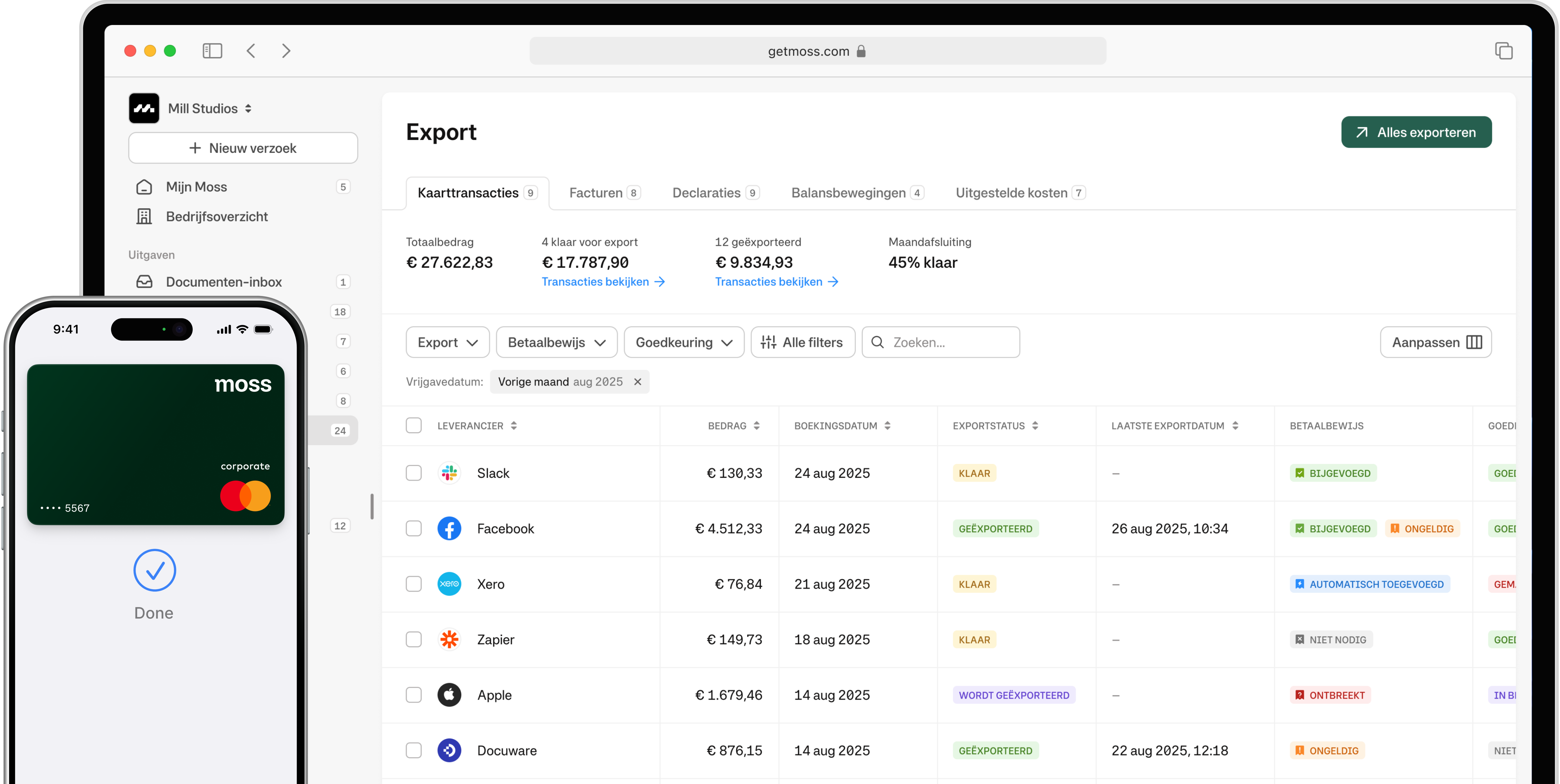 Overzicht van de prijzen van het Moss-platform