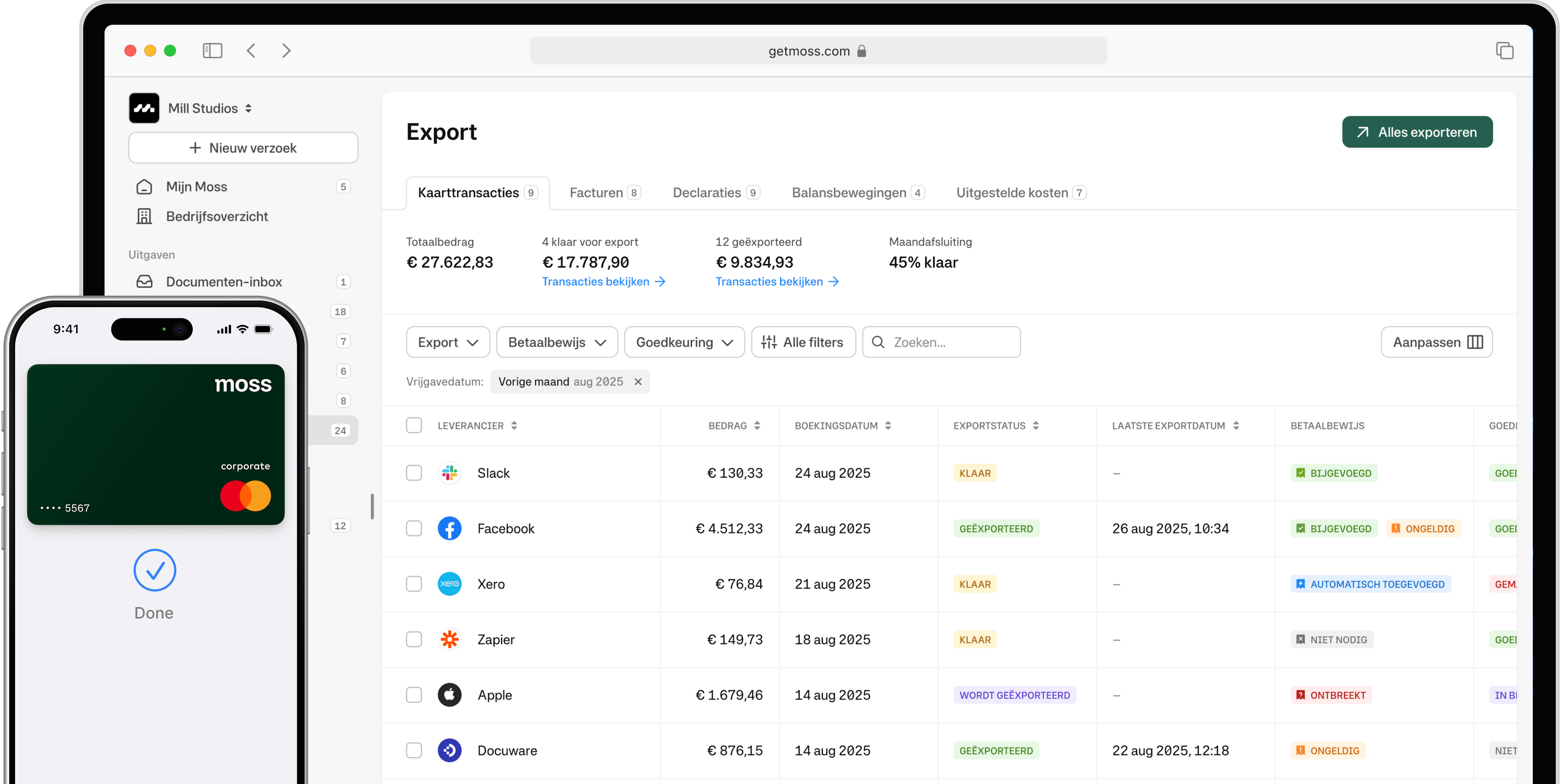 Overzicht van de prijzen van het Moss-platform