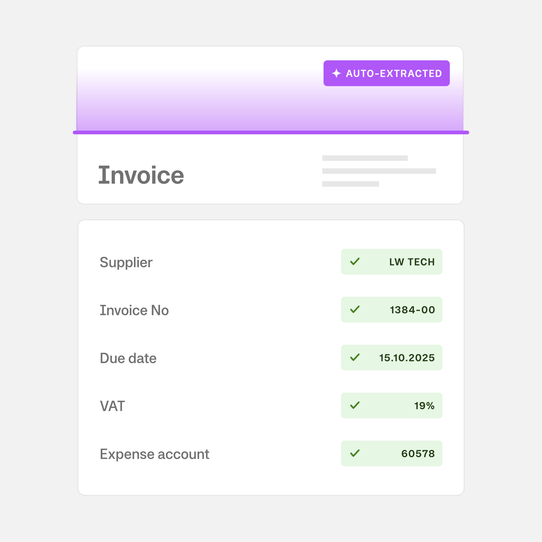 Invoice with attributes extracted EU