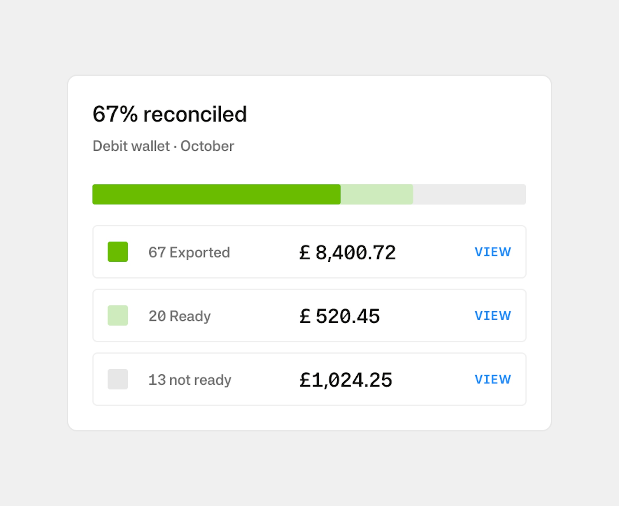 Moss Balance Reconciliation with GBP