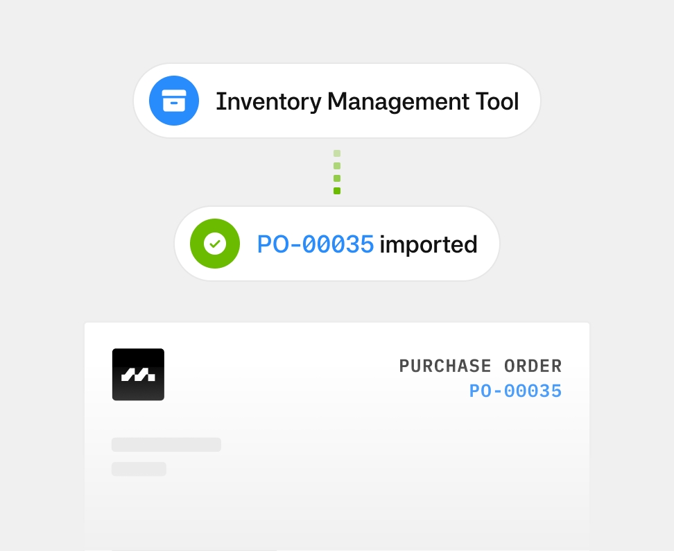 Importing a PO number from an inventory management tool into Moss