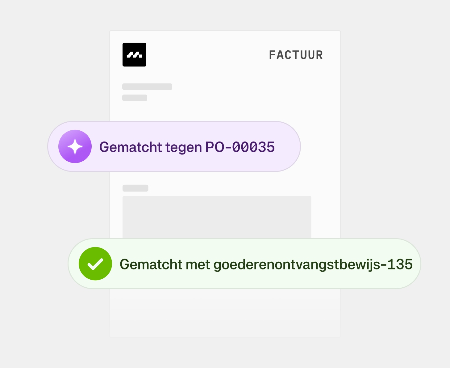 Moss matching a Goods receipt note to a PO number in Dutch