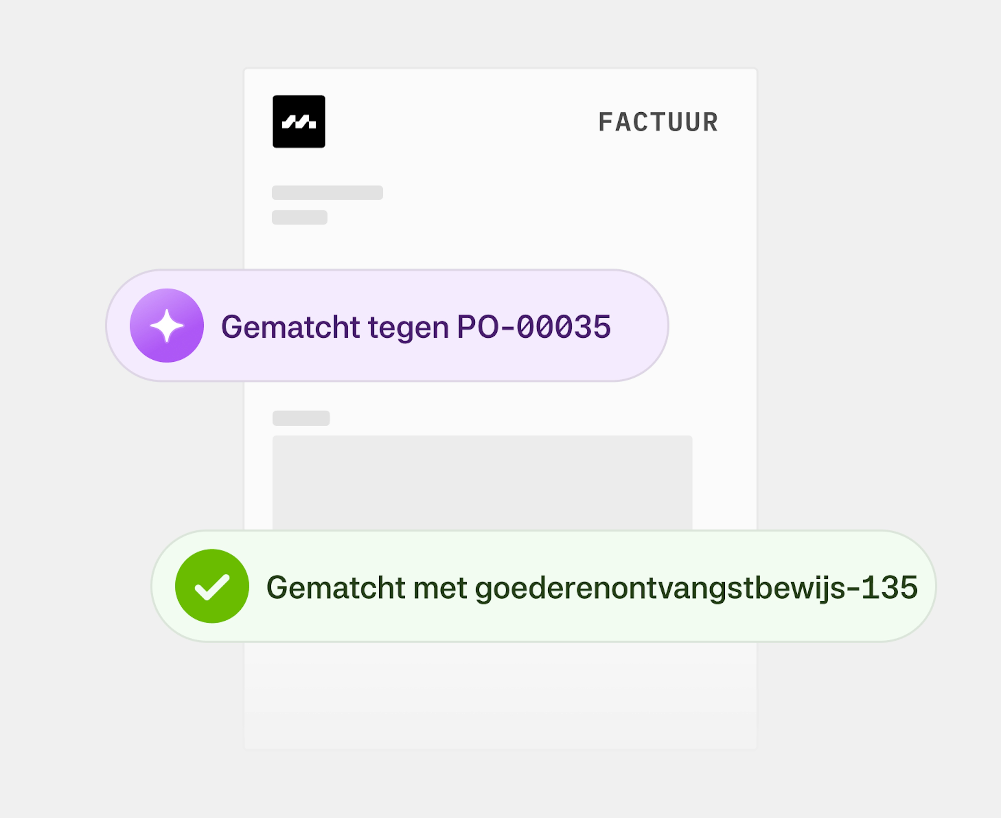 Moss matching a Goods receipt note to a PO number in Dutch 