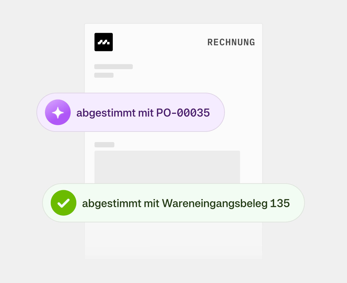 Moss matching Goods received note to a PO number in German