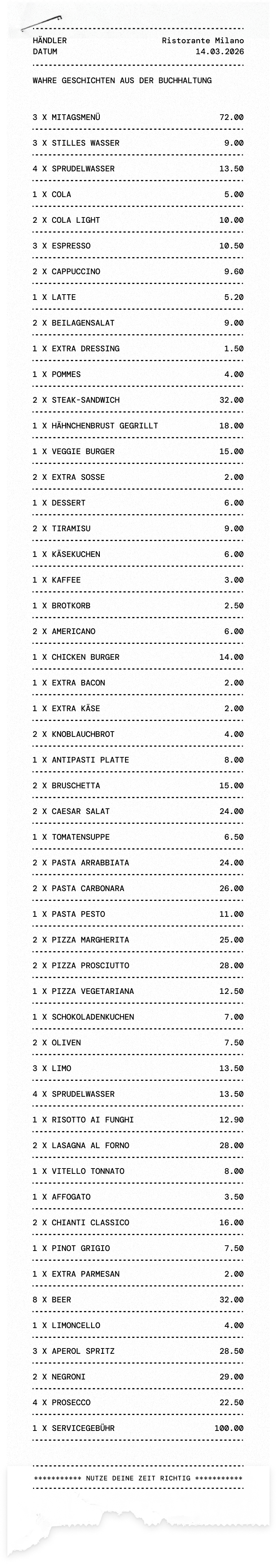 Stresstimonials langer Beleg