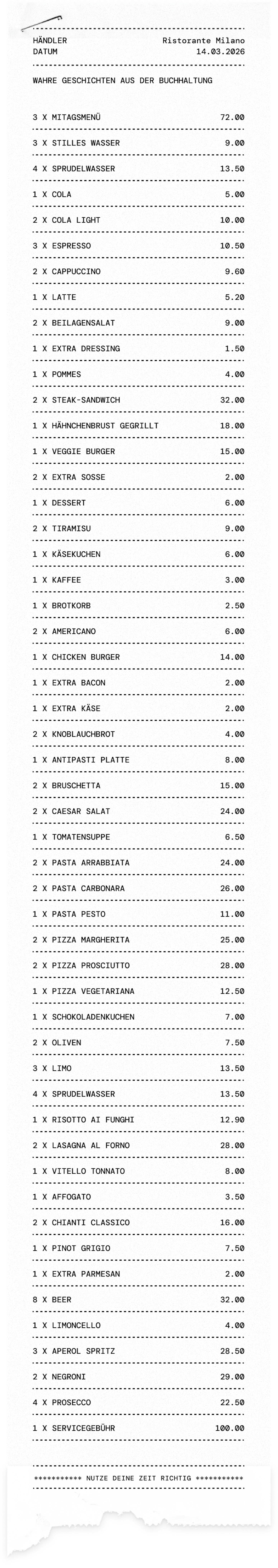 Stresstimonials langer Beleg