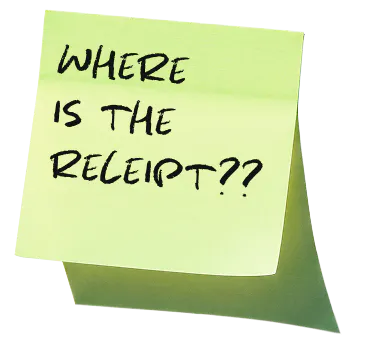 Sticky note Where is the receipt