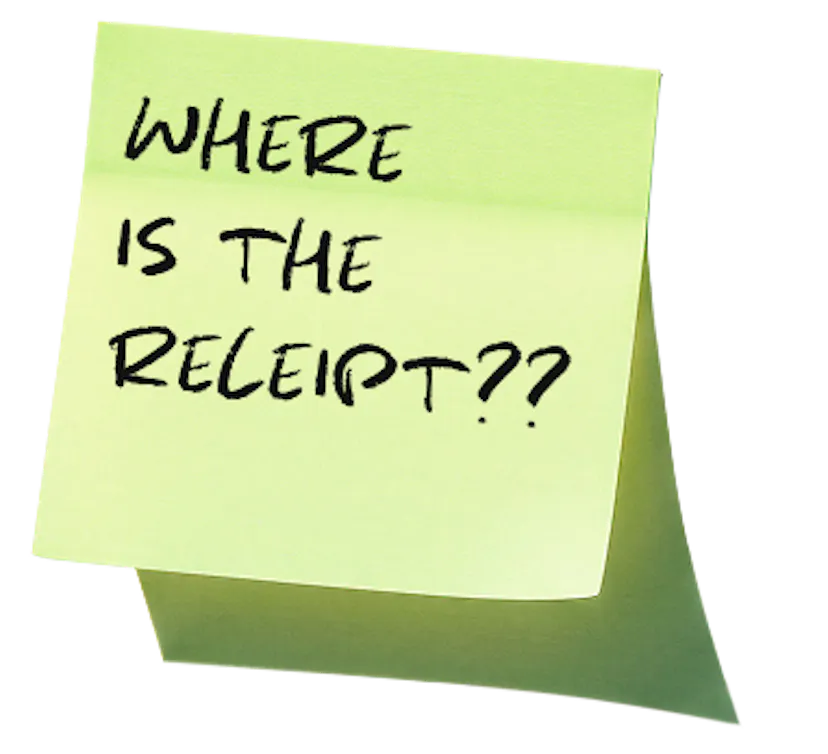 Sticky note Where is the receipt