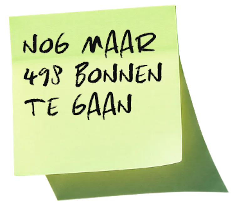 Nog maar 498 bonnen te gaan