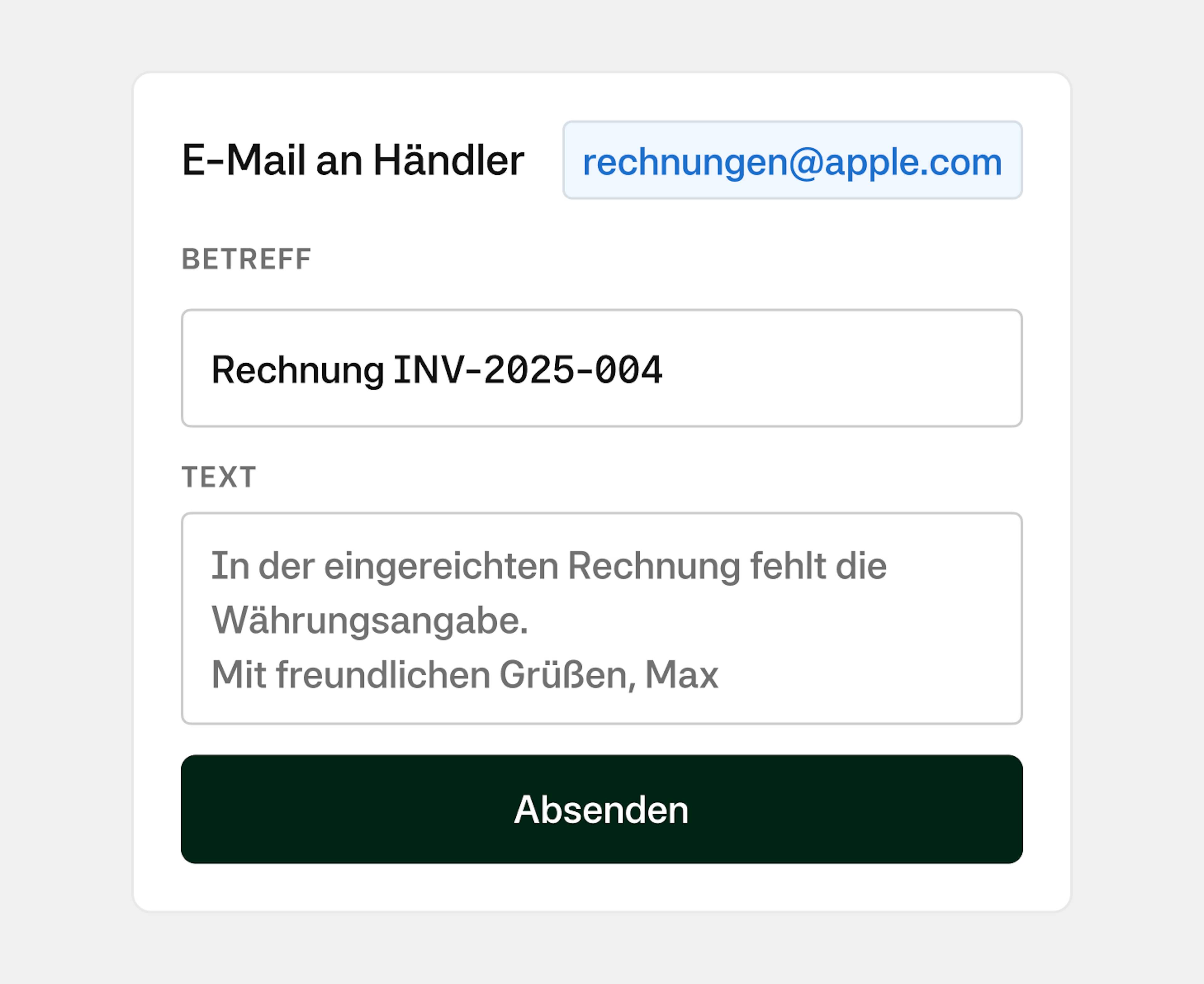 Email suppliers