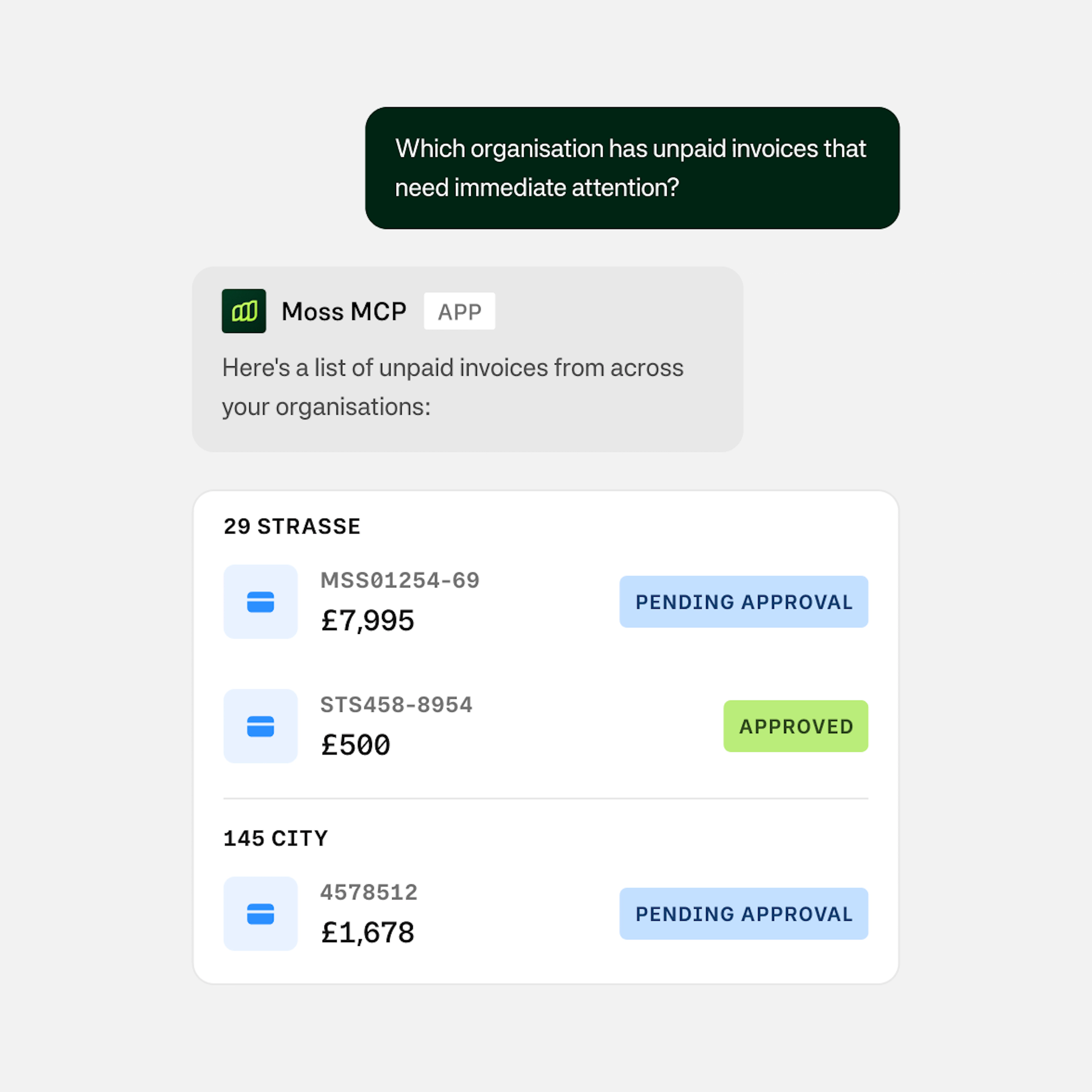 mcp chat conversation organisation UK GBP