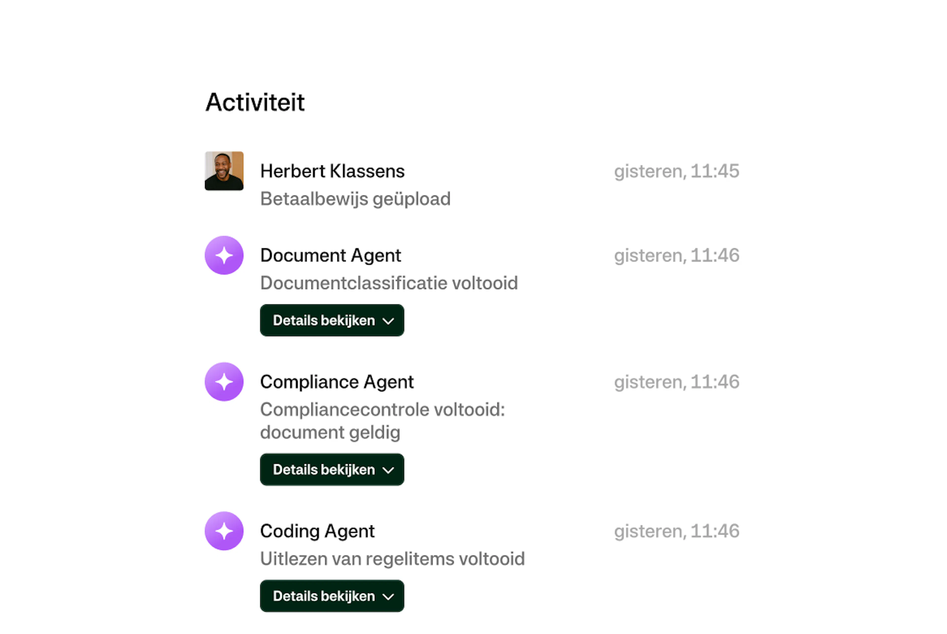 Agent activity list review - NL