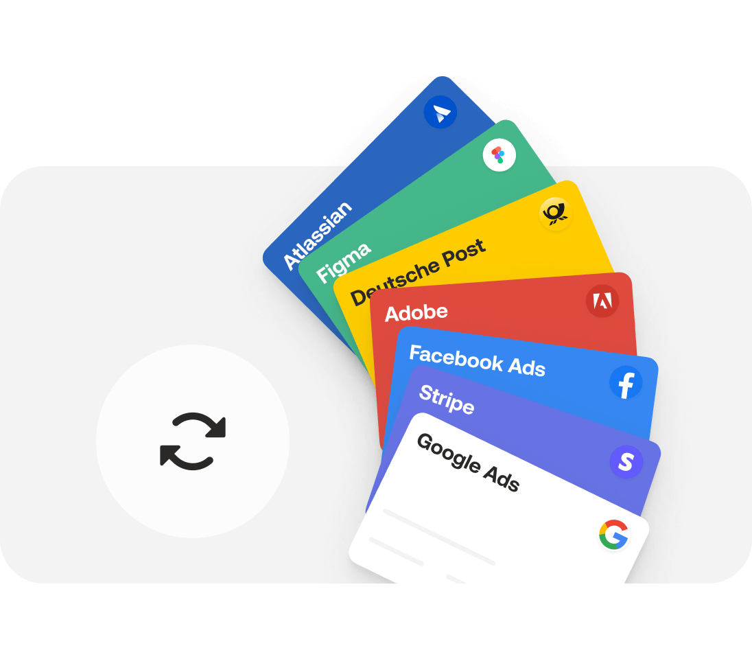 Virtual credit card for all kinds of subscriptions, such as for services like Adobe or Figma, or advertising costs like Facebook or Google Ads
