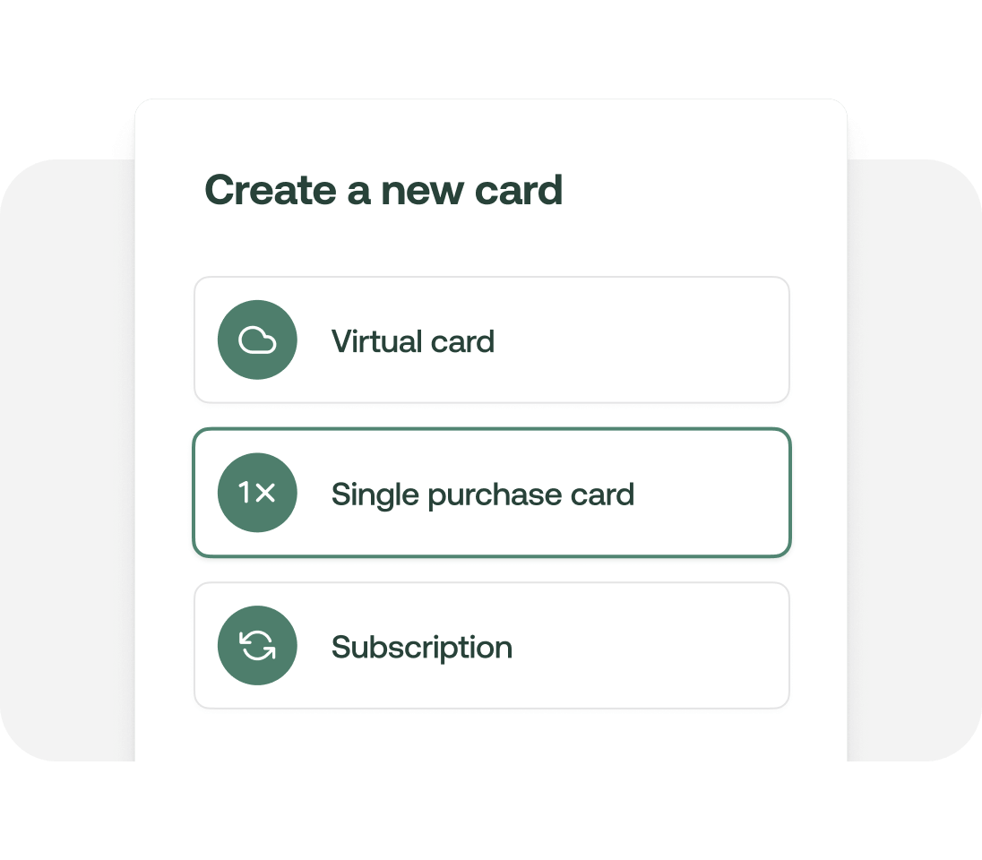 Moss App: Create virtual card for one-off expenses or subscriptions