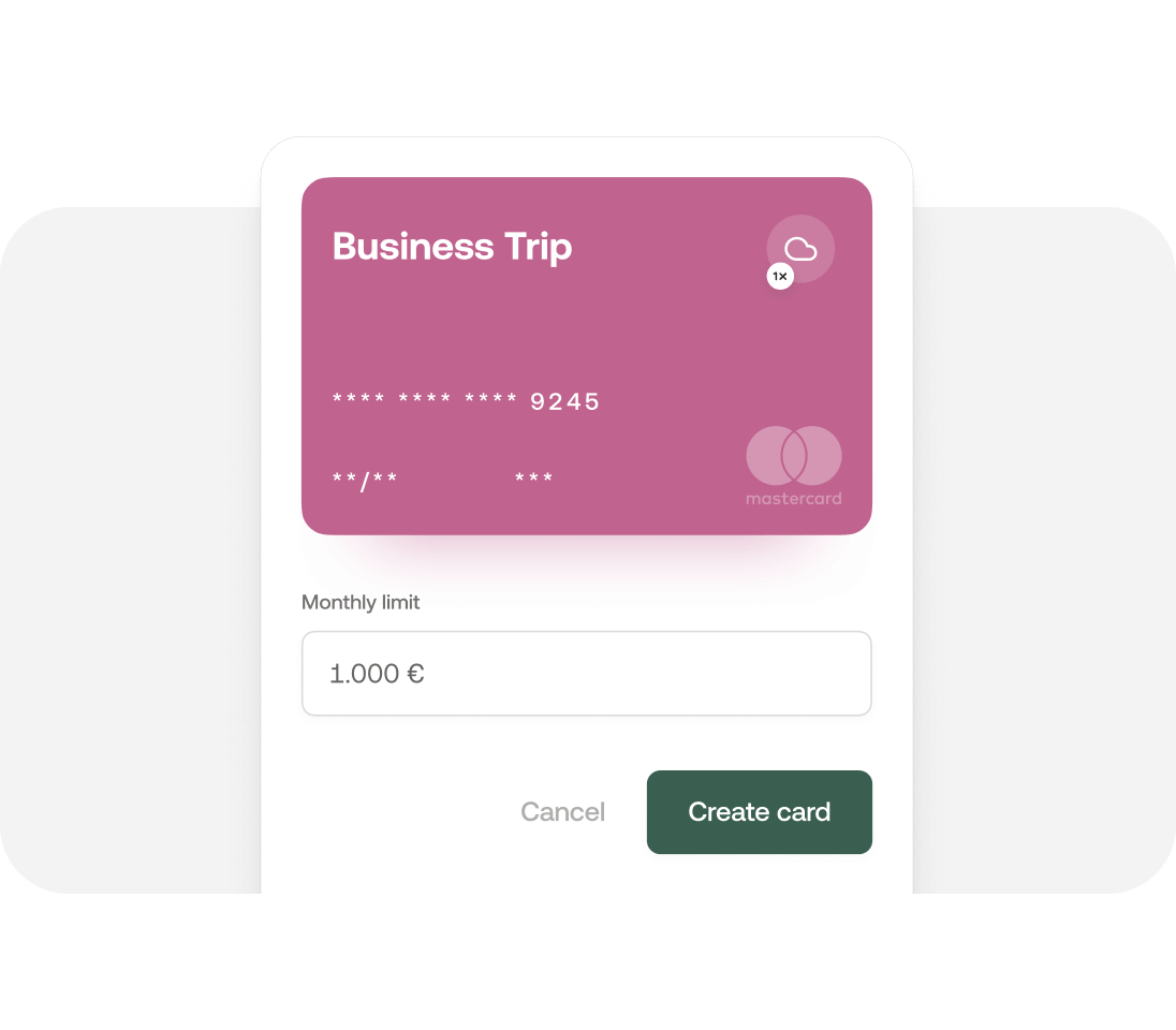 Corporate credit card with monthly spending limits - e.g. for business trips