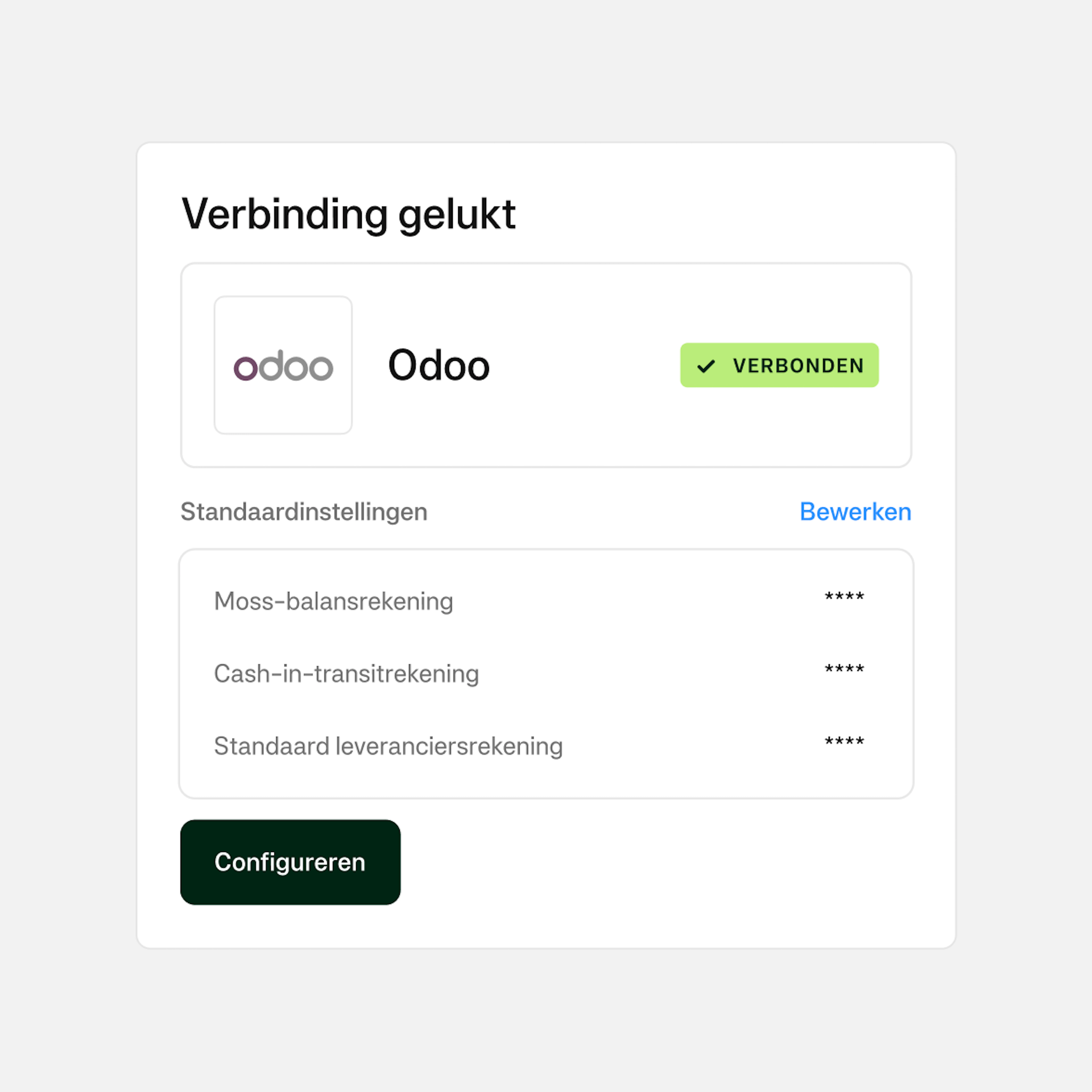 Connected Odoo Moss sync Successful NL