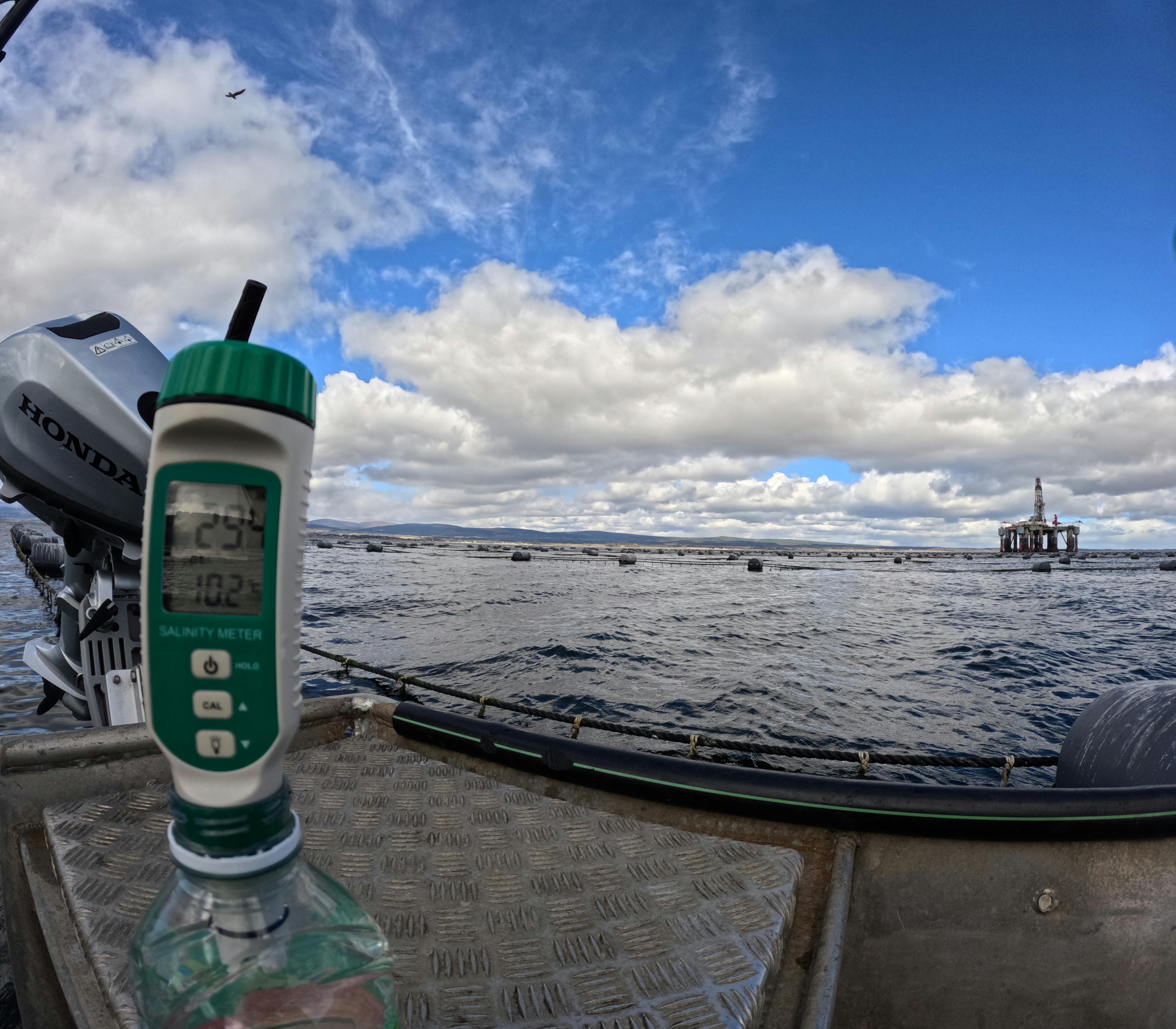 a salinity probe on a boat out to sea