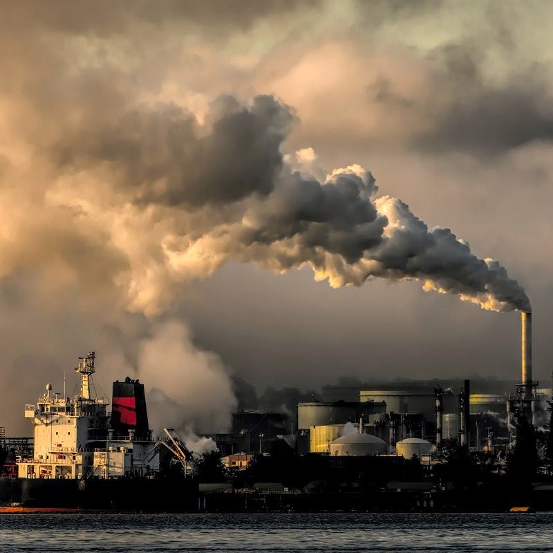 An industrial port polluting the environment.