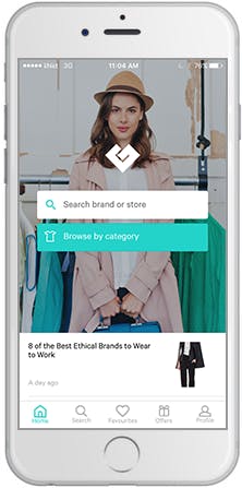 A screen shot of the ethical shopping 'Good On You' app's home page.
