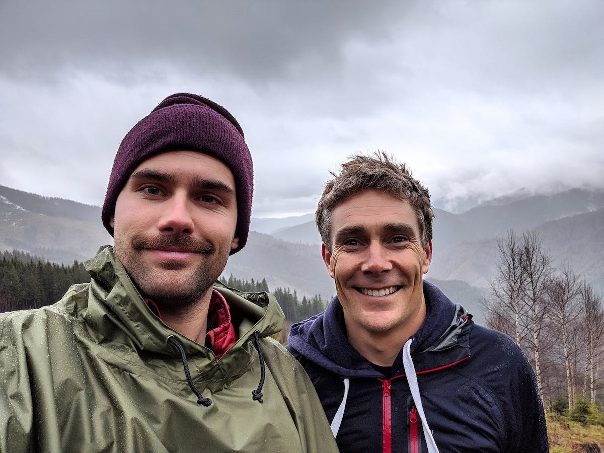 Mossy Earth co-founders Duarte and Matt at the reforesting southern carpathians project