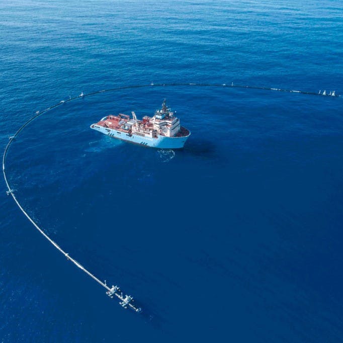 The Ocean Clean Up boat, cleaning the ocean