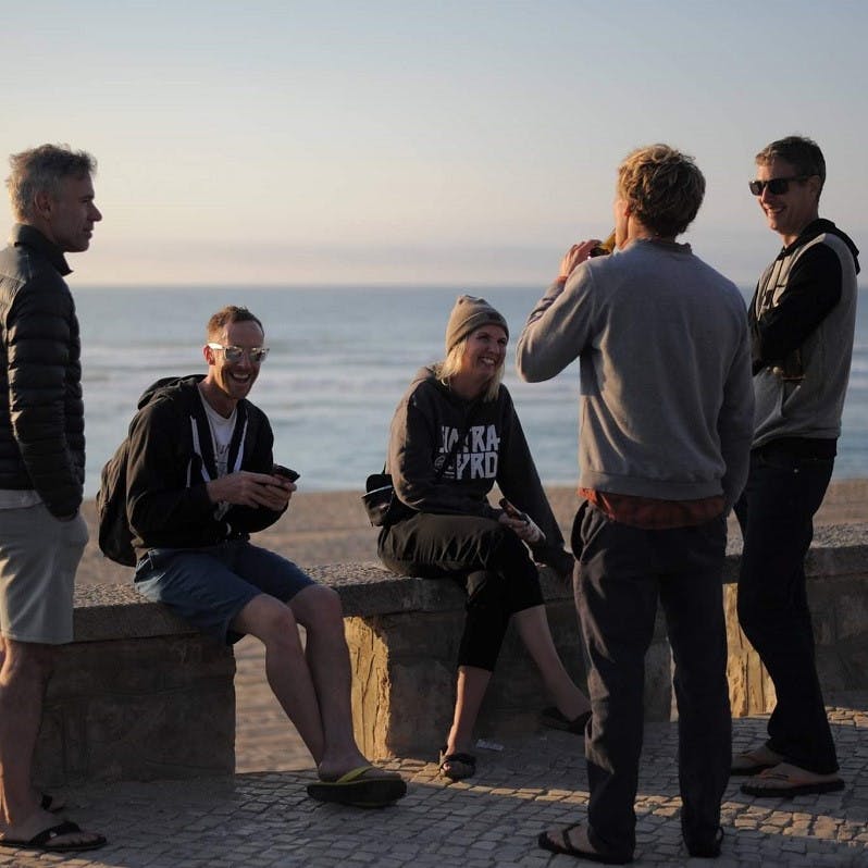 Mossy Earth Co-founder enjoying sunset beers with friends