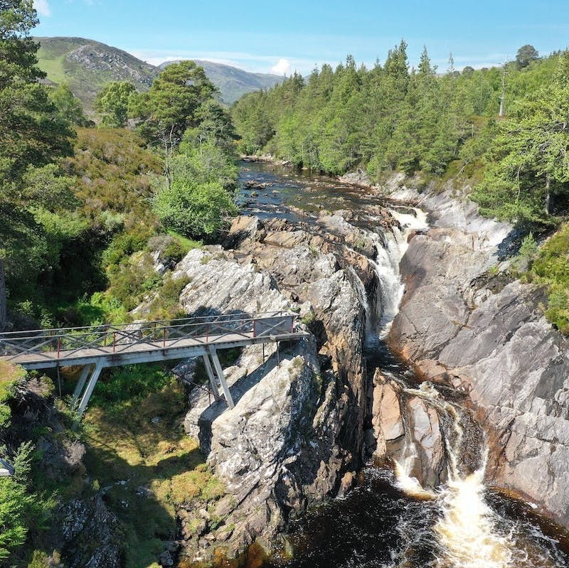 A popular viewing area to watch salmon migration jumping up a high waterfall