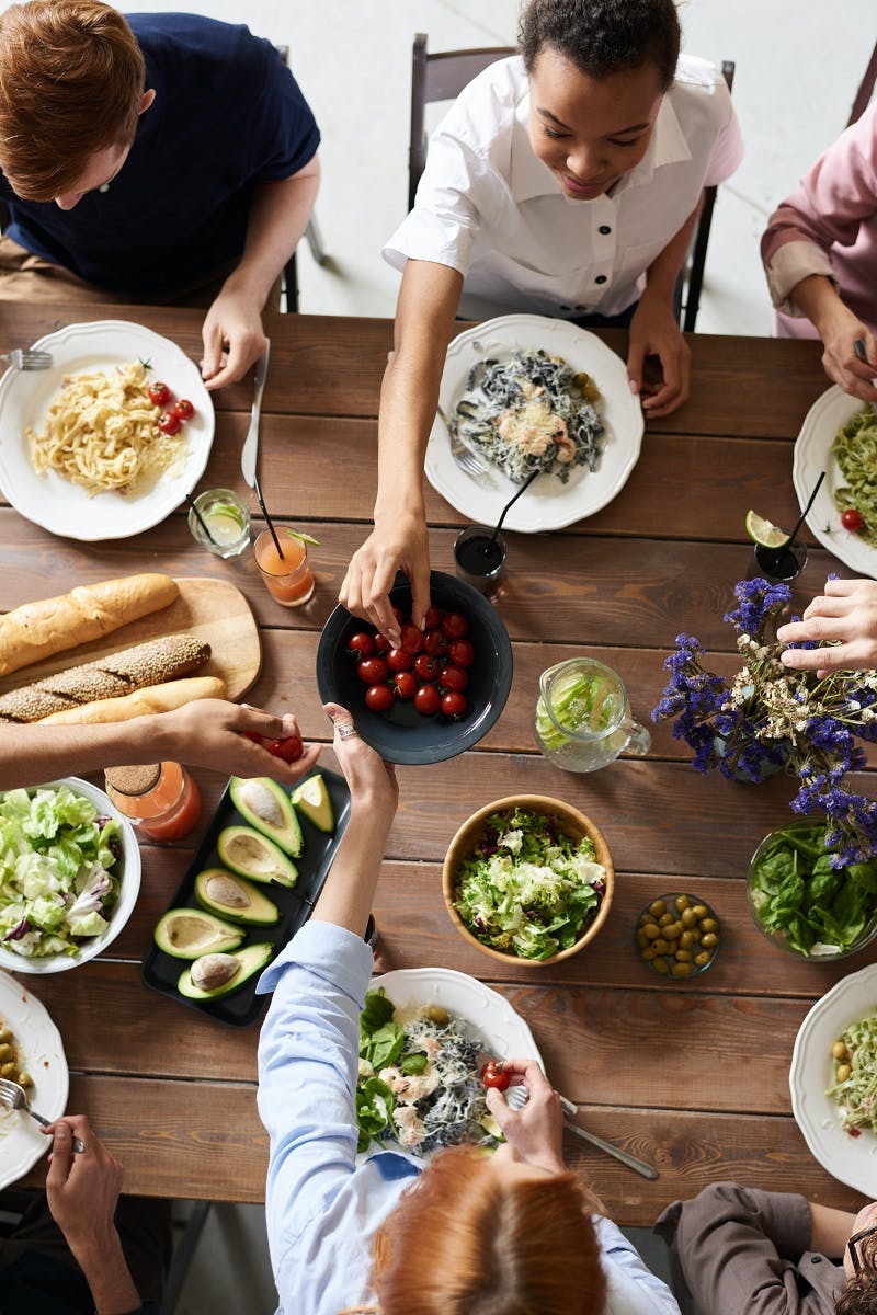 Young people sharing a meal 