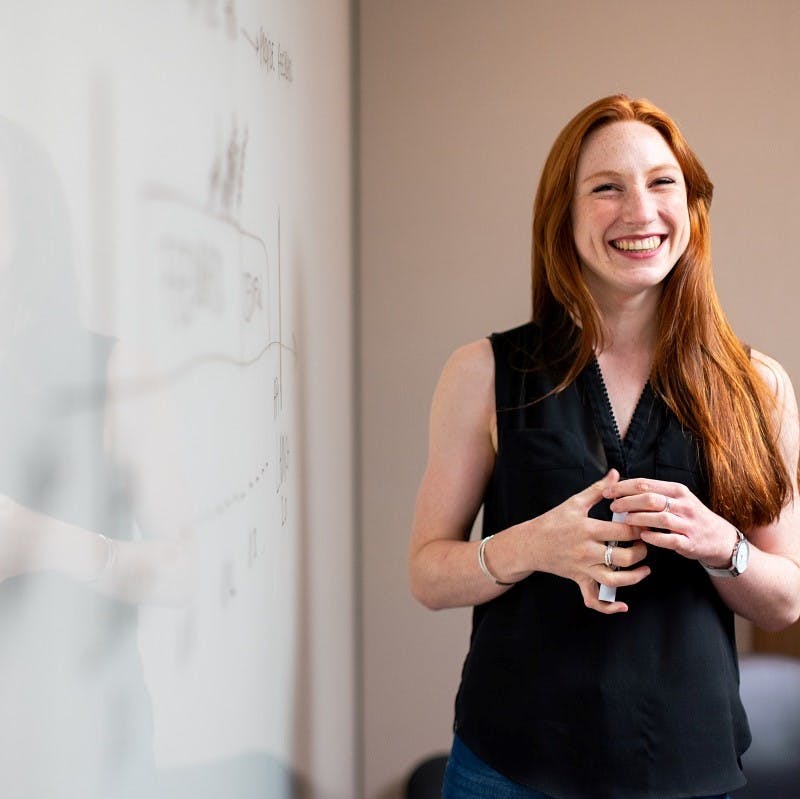An office worker giving a presentation.