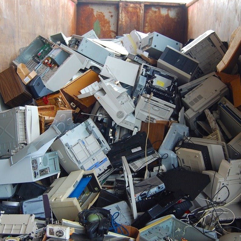 A pile of e-waste typifies how un-sustainable laptops can be