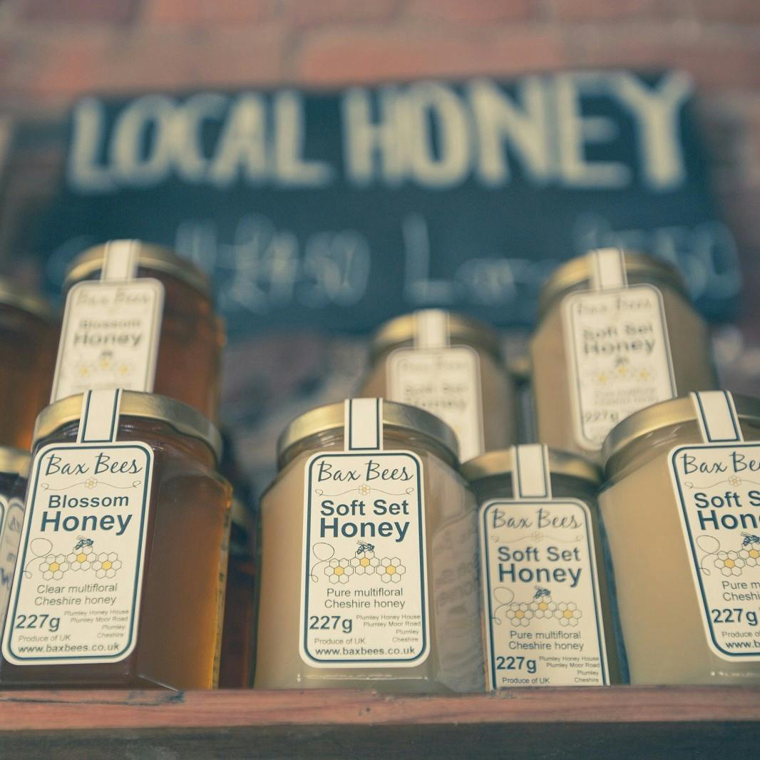 Ten jars of local sea salt and blossom honey on sale. 