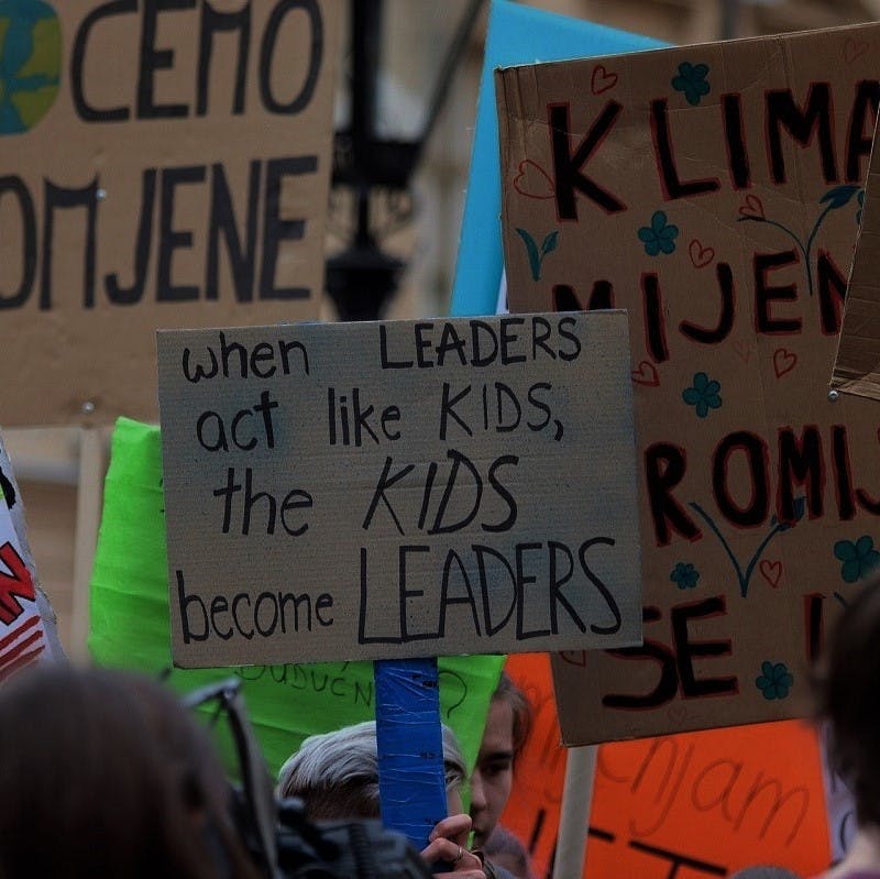A climate change school strike  - peaceful demonstrations to demand immediate action from political and economical leaders, to prevent a climate disaster