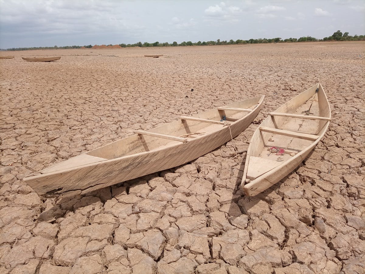 A dried up lake depicting the effects of climate change