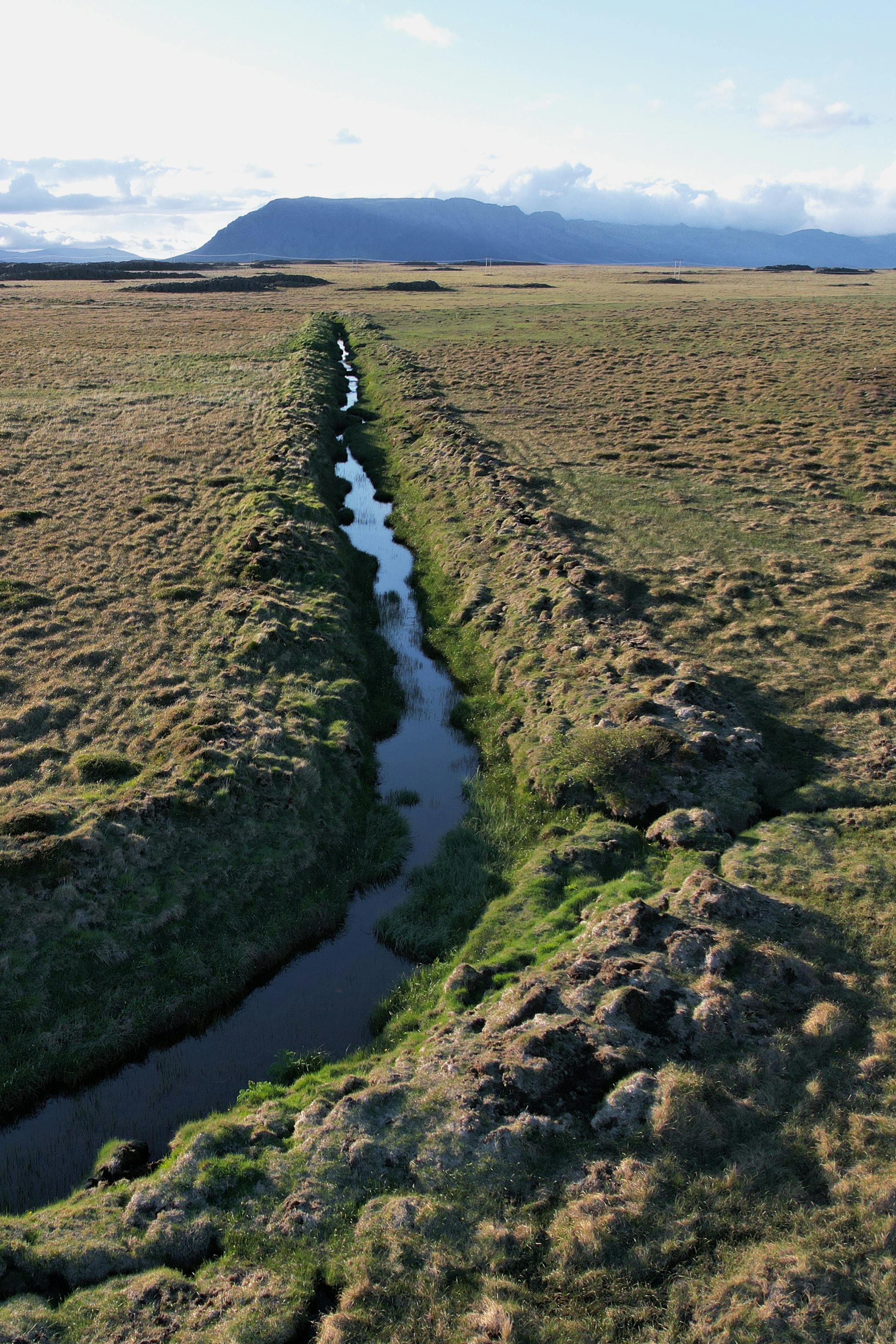 drainage channel at Icelandic wetland