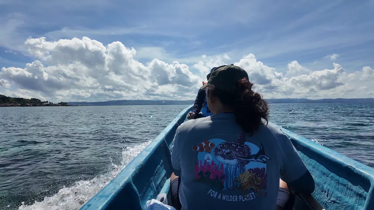 Yudi on a boat