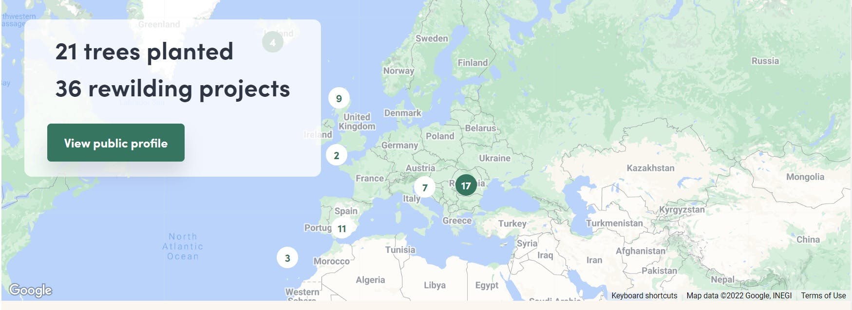 A map for a Mossy Earth membership account