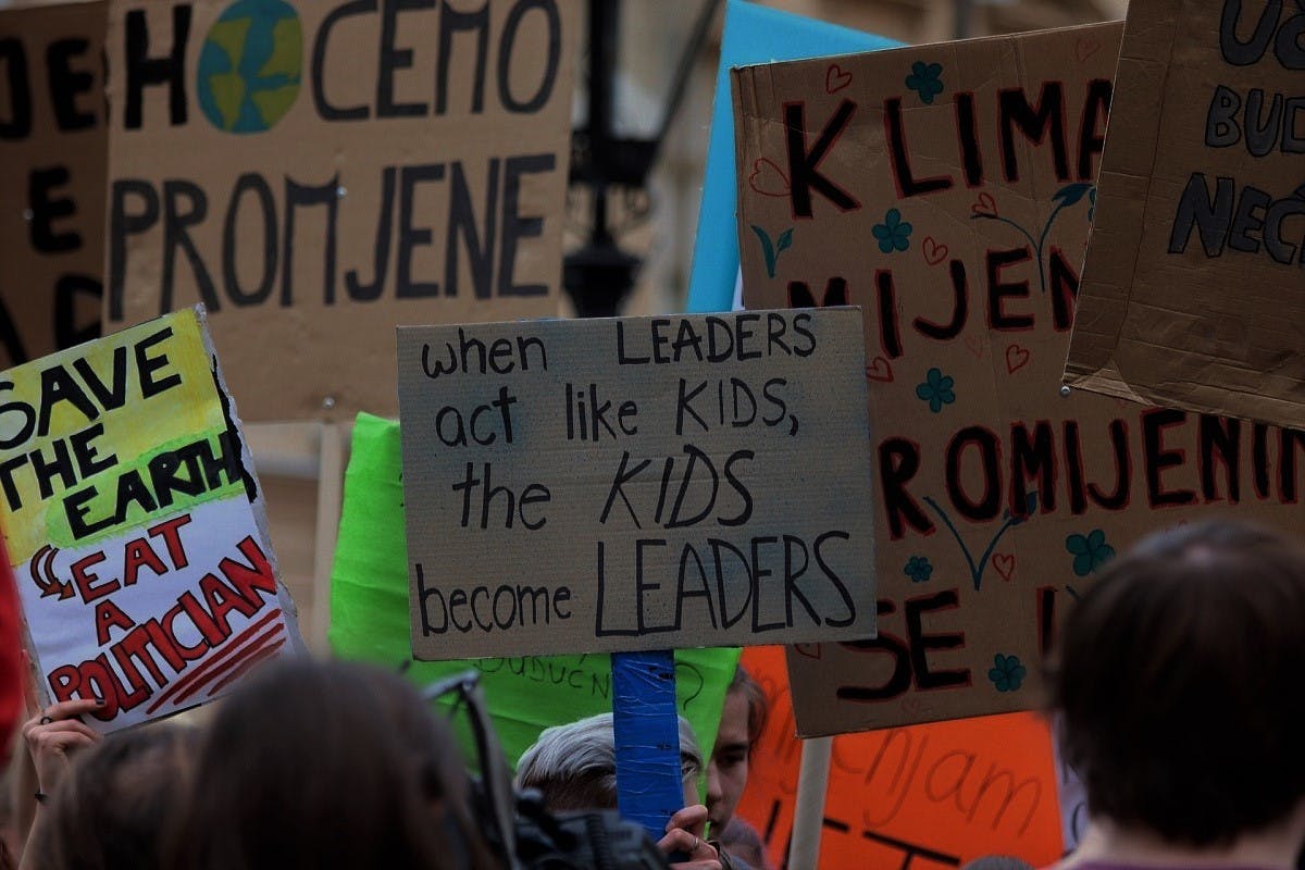 A climate change school strike - peaceful demonstrations to demand immediate action from political and economical leaders, to prevent a climate disaster